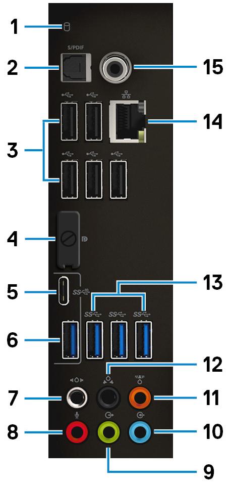 8 Strömport Anslut en nätsladd för att förse datorn med ström.