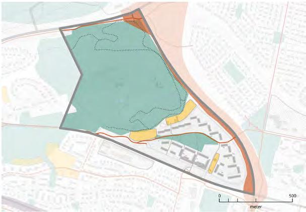 - våningar är lämpligt mot gatan och upp till 8-0 våningar i andra led. Del av området ligger inom riksintresse för ny E. Fortsatt dialog med trafikverket är nödvändig.