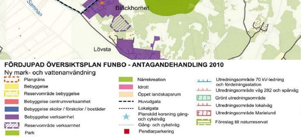 Den fördjupade översiktsplanen pekar även ut att ett utredningsområde för väg 282 och spårväg kommer att studeras av