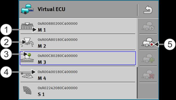 Applikation Virtual ECU Hantera virtuella jobbdatorer 9 9 Applikation Virtual ECU Applikationen Virtual ECU (eller kort: VECU) är till för att skapa virtuella jobbdatorer för följande redskap: