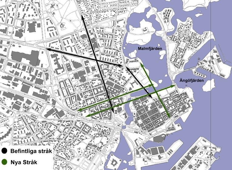 Stråk Huvudidén med de strukturella förändringarna är att förstärka befintliga stråk men även att skapa nya stråk. De tre öst-västliga stråken som jag ser som viktiga är exempel på detta.