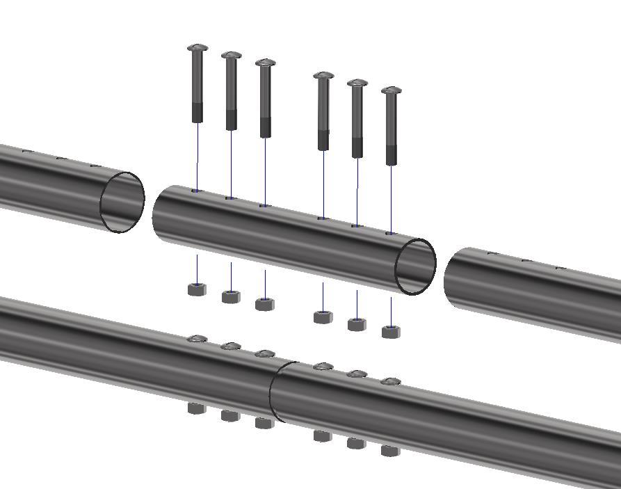 Arbetsbeskrivning / Installation instruction Sida / Page 12 Navföljarskarv Safety rail joint Navföljare / Safety rail Skruv / Bolt M16x105 Navföljare skarv / Safety rail joint Mutter / Nut M16