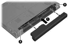 Sätta i eller ta ut batteriet VIKTIGT: Om du tar ut ett batteri som är datorns enda tillgängliga strömkälla kan information förloras.