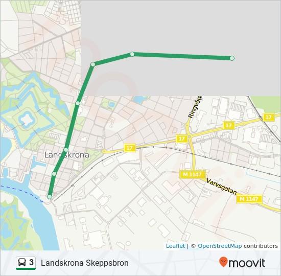 Riktning: Landskrona Skeppsbron 7 stopp Landskrona Station Landskrona Lasarettet Norra Landskrona Vilan Landskrona Artillerigatan Säbygatan, Landskrona Landskrona Rådhustorget Landskrona So a