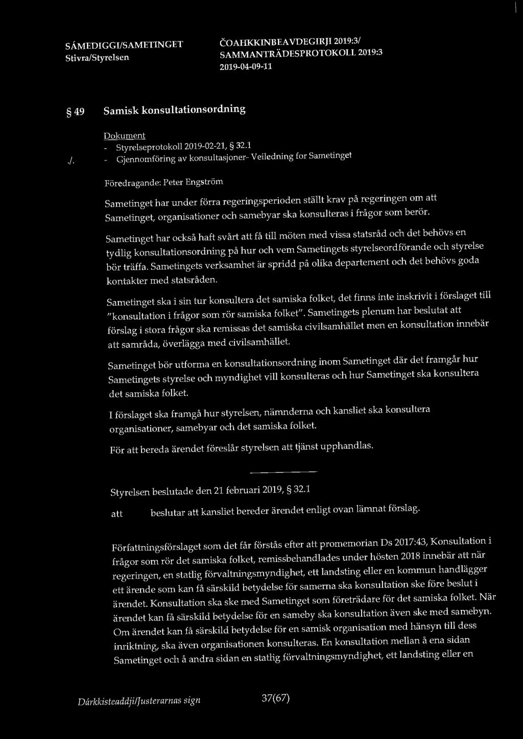 49./. Samisk konsultationsordning - Styrelseprotokoll 2019-02-21, 32.