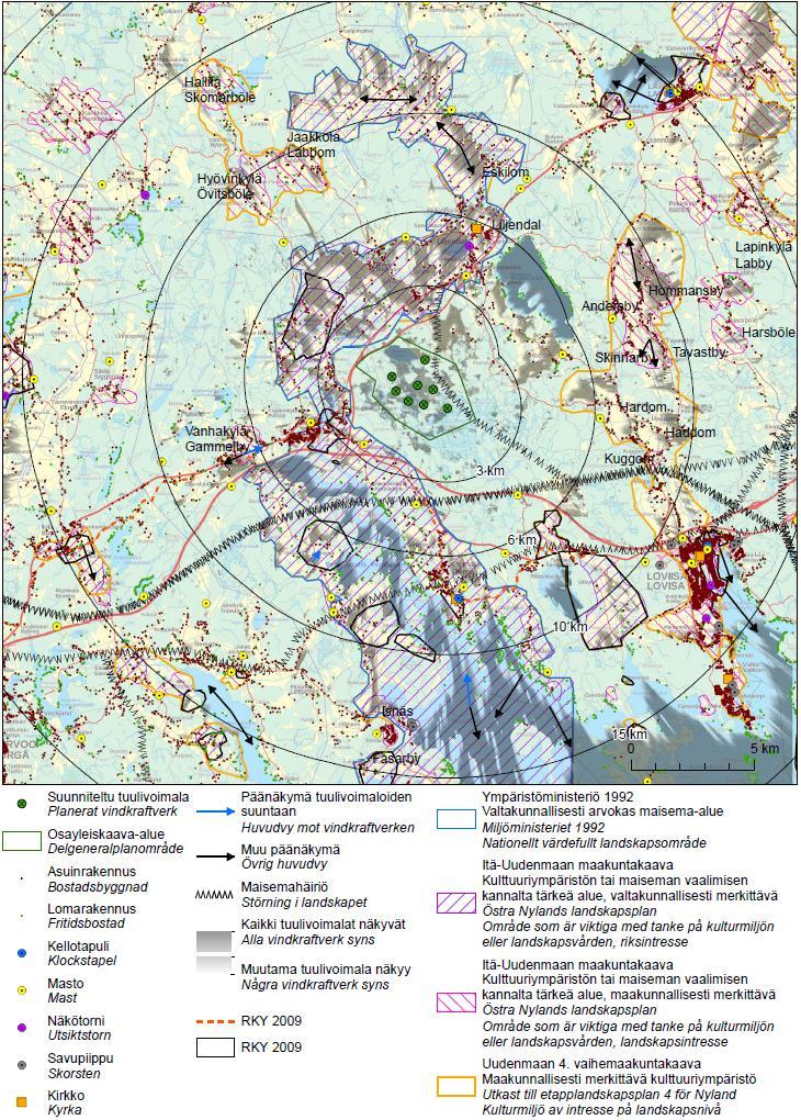 LANDSKAPS- OCH KULTURMILJÖUTREDNING FÖR TETOM VINDKRAFTSPROJEKT 20 Figur 17. Landskapspåverkan i fjärrlandskapet.