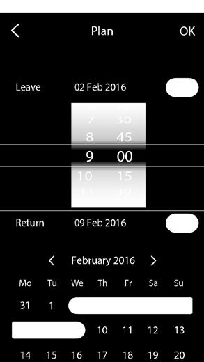 4.4 Skapa ett eget schema Du kan använda Danfoss Eco -appen för att skapa ett eget schema. Du kan välja högst tre temperatursänkningsperioder per dygn med valfria tidpunkter.