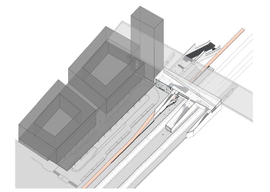 Figur 3. Busstationens utformning, erhållen 2018-09-27 från Järfälla kommun. Inom utredningsområdet finns även en planerad tunnelbanestation.