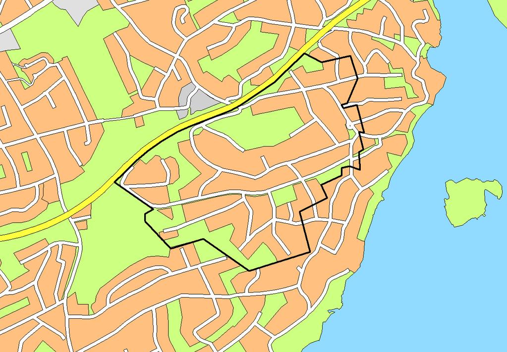 3 (10) Preliminär avgränsning/områdets läge Planområdet är beläget i sydöstra Boo och avgränsas i norr av Värmdöleden och området Solbrinken-Grundet, i väster av Dalkarlsängen, i söder av området