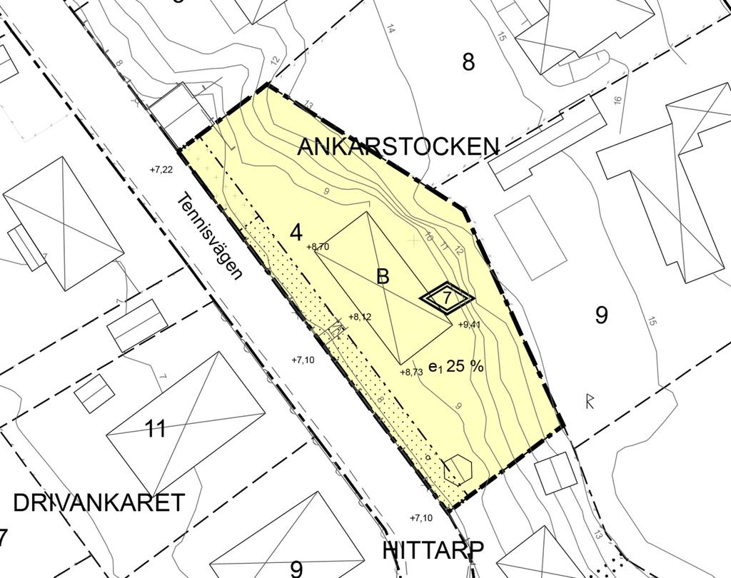 2 Planförslag 2.1 Områdets disposition och gestaltning Byggnaden på fastigheten Ankarstocken 4 ligger till stor del på mark som enligt gällande detaljplan inte får bebyggas.