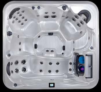NEVIS Nevis 2,14m x 1,98m x 0,87m Nevis 5/6 350 Kg med vatten 1525 Kg 1175 Ltrs 2 Therapy Pumps footblasters Valbart 45 / 33 Nevis är en mindre version av Antigua som är