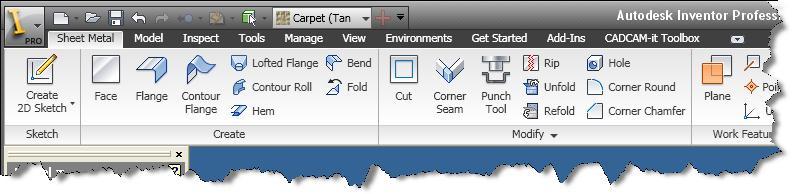 CADCAM-it Toolbox 2011 stödjer Inventors båda gränssnittsstilar Ribbon UI (standard) och Classic UI.
