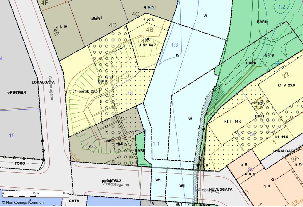 9(14) 4. Planförutsättningar och planförslag 4.1 Mark- och vattenanvändning Gällande detaljplan anger kvartersmark. Delar av denna föreslås få användningen allmän plats, park.