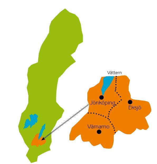Jönköpings län 342 000 invånare i 13 kommuner 3 sjukhus 44 vårdcentraler varav 14