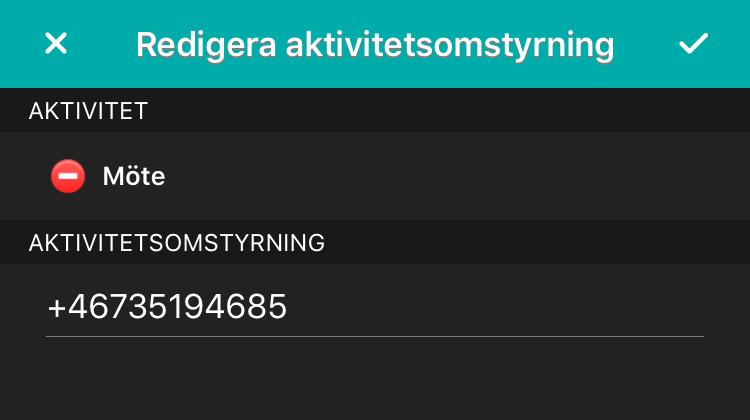 Nu visas sidan Vidarekoppling vid aktivitet igen och du ser för vilka aktiviteter som du har aktiverat en egen standardvidarekoppling.