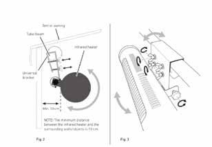 Contents and assembly 5. Angle the infrared heater so that the distance between the infrared heater and the surrounding surfaces/objects is at least 10cm from every direction.