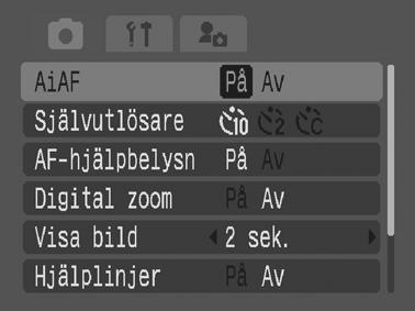 Växla mellan fokuseringsmetoder Du kan välja mellan följande två fokuseringsmetoder, beroende på AiAF-inställning.