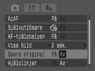 Ändra metod för att spara originalbilden När du tar stillbilder med funktionen Färgaccent eller Färgbyte kan du välja att spara både originalbilden (före färgförändringen) och den förändrade.