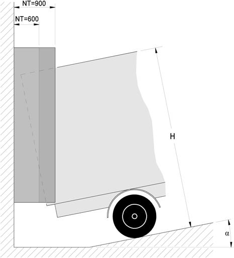 1 Monteringshöjd Monteringshöjden [MH] bör vara 250 mm ovanför lastbil [H] för att säkerställa att trycket inte är för stort på toppdelen av vädertätningen och för att undvika skador eller dålig