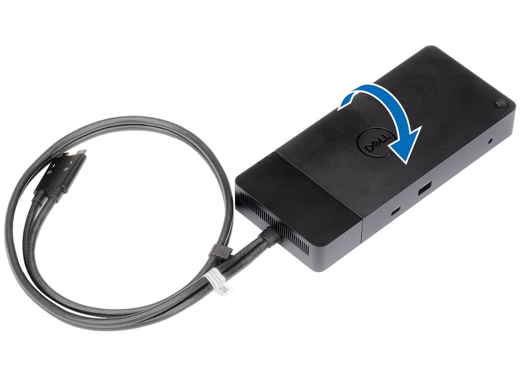 Ta bort USB-typ C-kabel modulen 8 Den Dell prestanda dockningsstationen WD19DC levereras med USB typ C-kabeln