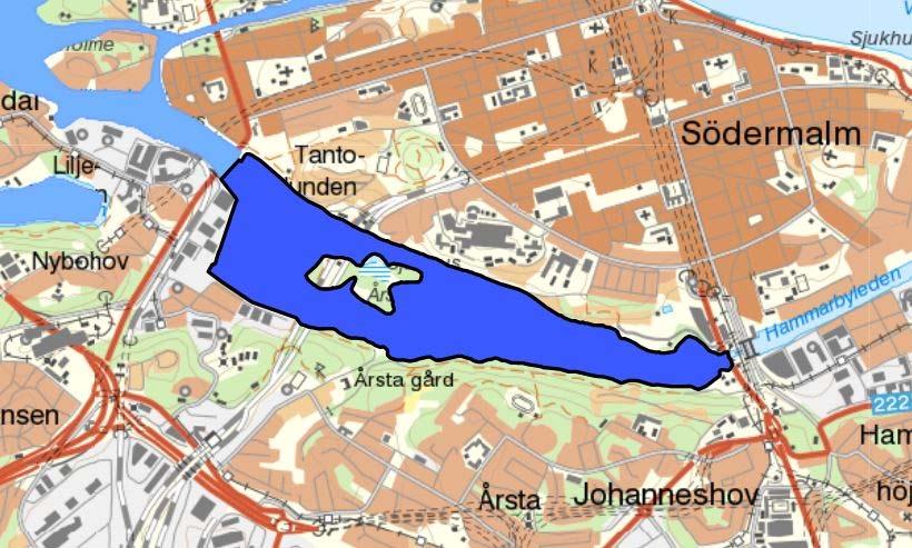 L P Figur 27. Vattenförekomsten Mälaren-Årstaviken (mörkblått område) är belägen mellan Liljeholmsbron och Skanstullsbron. Provtagningslokaler i Mälaren-Årstaviken 2017, profundal (P) och litoral (L).