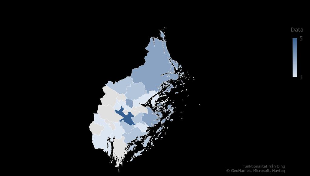 Geografisk fördelning, 31 fall av