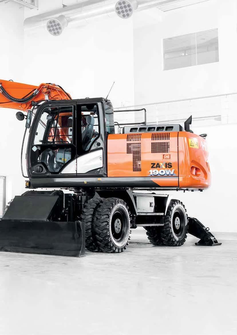 ZX190W-6 Optimal prestanda Maskinkommunikation med Global e-service webportal. Användarvänlig Lättillgänglig förarhytt med steg och bred öppning.