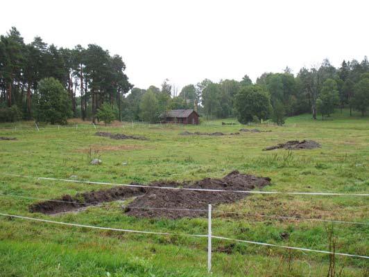 Figur 2. Den nordöstra delen av utrdningsområdet. Den äldsta av de fortfarande stående byggnaderna ses i bildens mitt. Foto fr NV J Ählström.