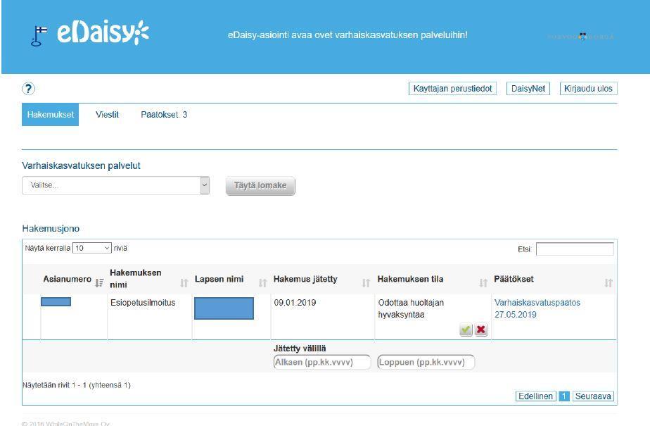 Alla placerings- och avgiftsbeslut inom småbarnspedagogiken syns i edaisy under Beslut.