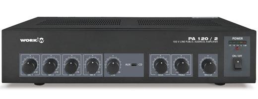 850-2000 HOMEAMP 2x20W 840,00 PA60/2: 60W 100V mixförstärkare med 3 mikrofon och 2 AUX ingångar, kontakter XLR, RCA och DIN.