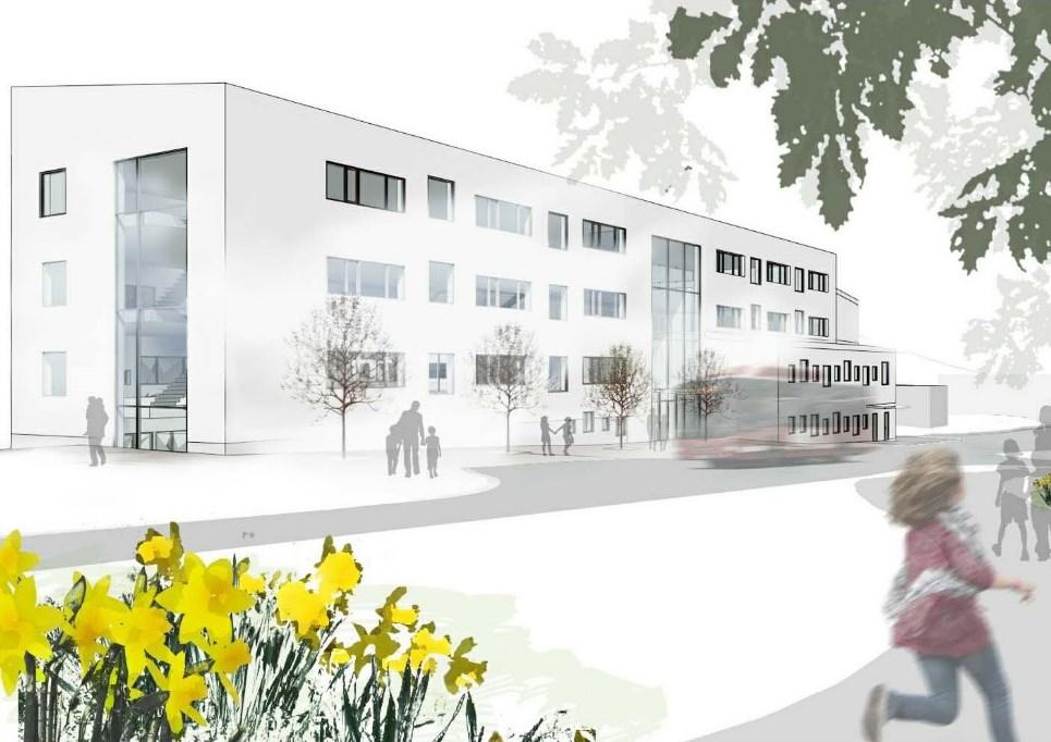 Sida 28 (67) Illustration 1, av skolbyggnaden mot Vårbergsvägen etapp 1 (Cedervall Arkitekter).