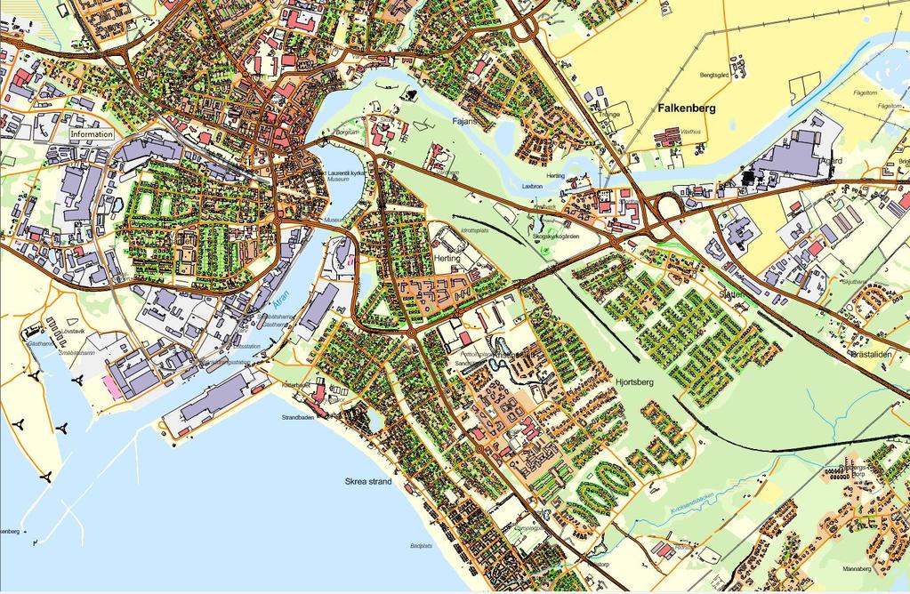 1.3 Läge, areal och markägoförhållanden Planområdet är beläget i centrala Falkenberg cirka 5 km