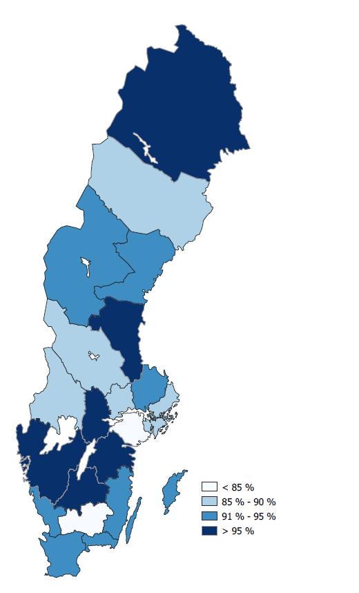 Äldre patienter vårdas i lägre utsträckning på strokeenhet; medelåldern är fyra år högre bland de som vårdas på en vanlig vårdavdelning jämfört med på en strokeenhet (79 år jämfört med 75 år).