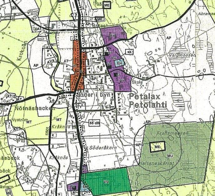 4.5 Detaljplan En del av de centrala delarna av Petalax är detaljplanerat sedan tidigare och