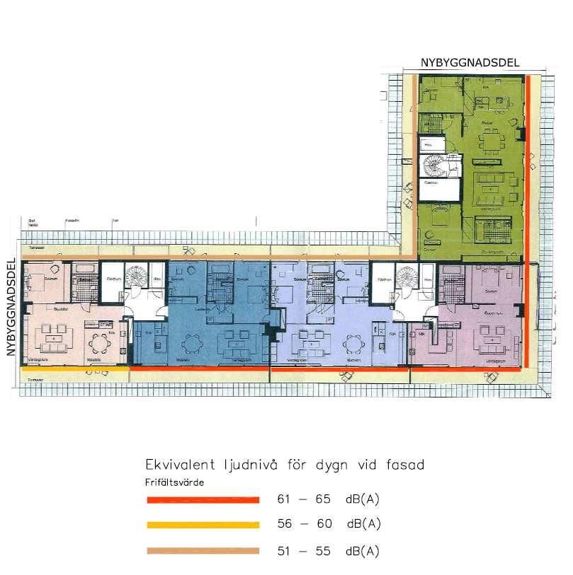 6 (7) Dp 2011-07312-54 Buller Fastigheten är utsatt för trafikbuller, men genom att gårdssidan är tyst finns möjlighet för den befintliga byggnaden att uppfylla gällande bullernormer.