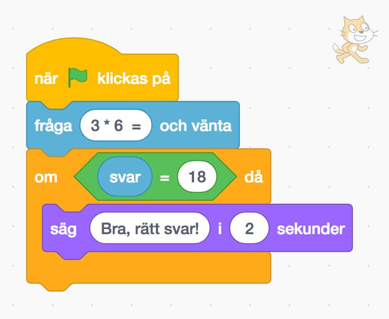 Lektionsdel 1: Skapa en matematisk fråga som programmet kan rätta svaret på Instruktioner Arbeta i par.