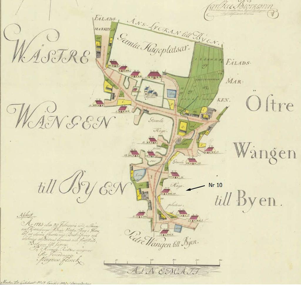 På kartan nedan som är från 1782 syns hus nummer 10. Nils Asserssons mor och far var båda födda i Ottarp och gifte sig även där. Det flyttade senare till Härslöv och dog där.