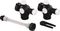 P RE L B H H1 Färg W kohm - 2987801 1005544 24V NC MT30x1,5 0-10V DC 30x1,5 1,5 100 53 43 58 63 RAL 9010 10 1 st 990,00 SPI Vario PLUS Ändstycken med by-pass Med uftventi för fyning/tömning och