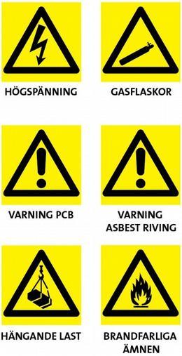 Skyltning skall utföras enligt svensk standard och placeras på tydligaste sätt för bygg- och räddningspersonal samt