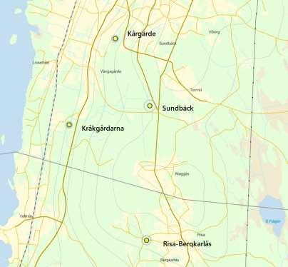 16. Sundbäck Nedan beskrivs tre mindre områden med grandominerad skog. Se karta under lokal 14 och nedan. RT90 6773258/147276 SWEREF 6770673/480747 Lokalerna 14-16 angivna med namn.