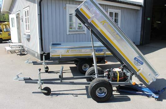 dubbelverkande-/enkelverkande tippcylinder, valfritt, chassi & flak lackerat i valfri kulör, gräsdäck, fällbara plåtlämmar 300 mm varmgalvaniserade, LED-belysning samt LGF-skylt Tillbehör RD-PL100200