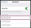 4 Välj Bluetooth-inställningen på iphone. 1. 2. Välj [Settings]. Rör vid [Bluetooth]. 3. Vidrör reglaget för att aktivera funktionen Bluetooth. 5 Rör vid [].