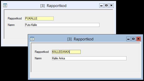 söktexten kan du söka på delar av rapportkoder Ovanstående