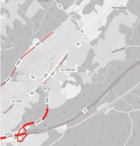 På de övriga vägarna i området beräknas trafiken öka med något hundratal upp till ca 1 000 fordon/dygn, vilket inte heller kommer att medföra några kapacitetsproblem, då det i nuläget är lite trafik