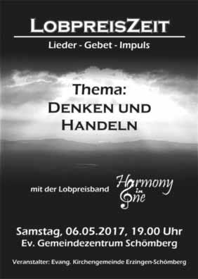 Gemeinsam Gottesdienst feiern mit Lobpreis, Taufe, Kinderzeit, Abendmahl und anschließendem Ständerling im Gemeindezentrum. 17.00 Uhr Jugendkreis im Jugendhaus Erzingen für alle ab 15!