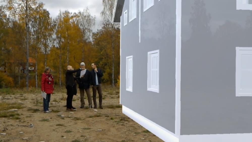 Figur 7: AR på villatomt. Figur 8: Förhandsvisning av utsikt på tomt.
