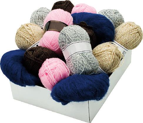 broderiförpackningar med garn och mönster.