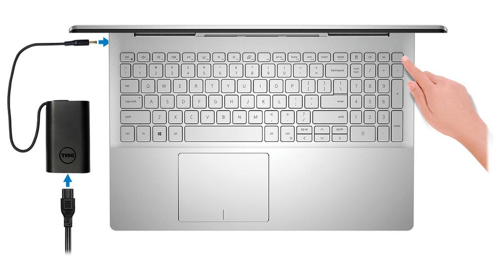 Ställa in din Inspiron 7591 1 OBS: Bilderna i det här dokumentet kan skilja från din dator beroende på konfigurationen du beställde. 1 Anslut nätadaptern och tryck på strömbrytaren.