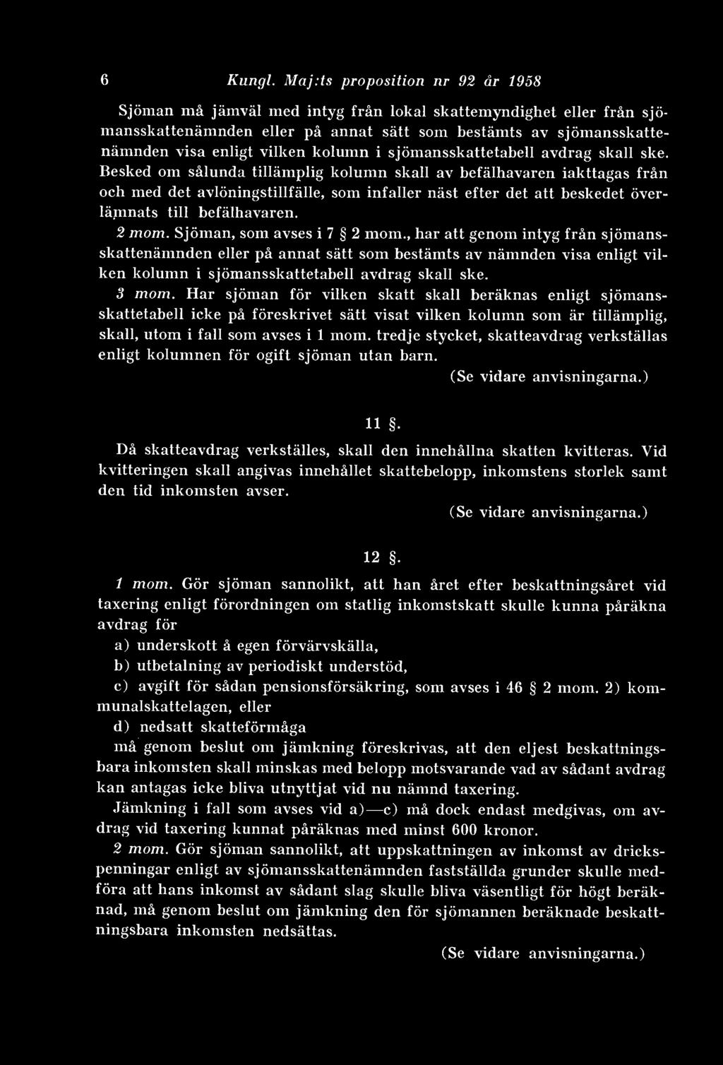 kolumn i sjömansskattetabell avdrag skall ske.
