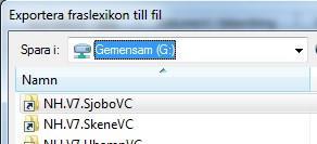 Tryck på Exportera (se tidigare bild).